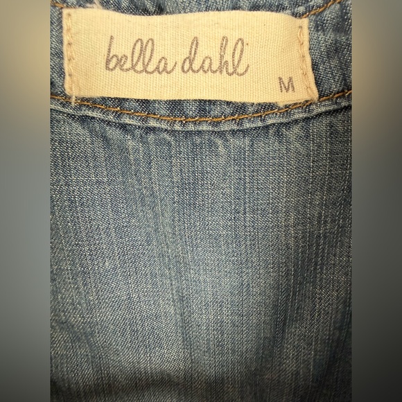 Bella Dahl Chambray Popover Shirt Blue Tencel Half Button Top Pockets Women M - Picture 4 of 5